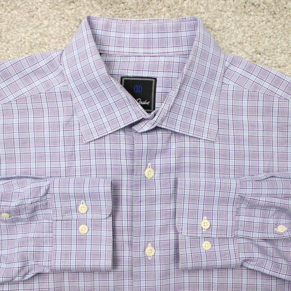 David Donahue Dress Shirt Mens 17, 34/35 Purple 100% Cotton‎ Long Sleeve Button